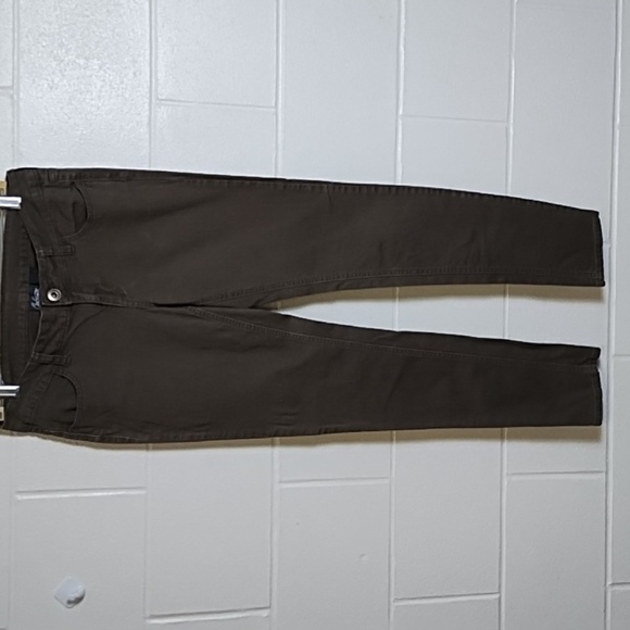 Olive Green Grey Stretch Skinny Jeans with Brass Back Pocket Detail - Picture 13 of 13